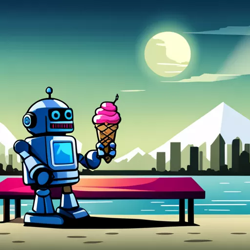 A robot eating ice cream